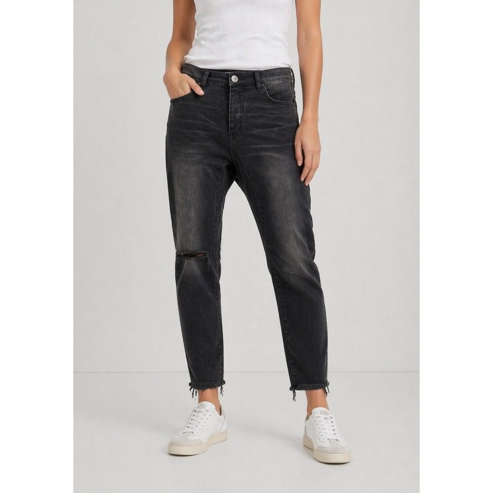 One X One Teaspoon Low Waist Bow Shaped Tapered Leg Jeans Curved Hem Black 32